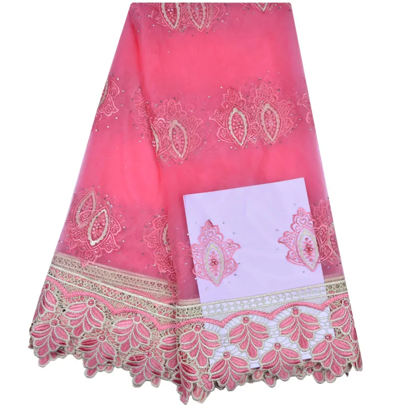 Оптовая продажа кружевные ткани черного цвета с французскими камнями