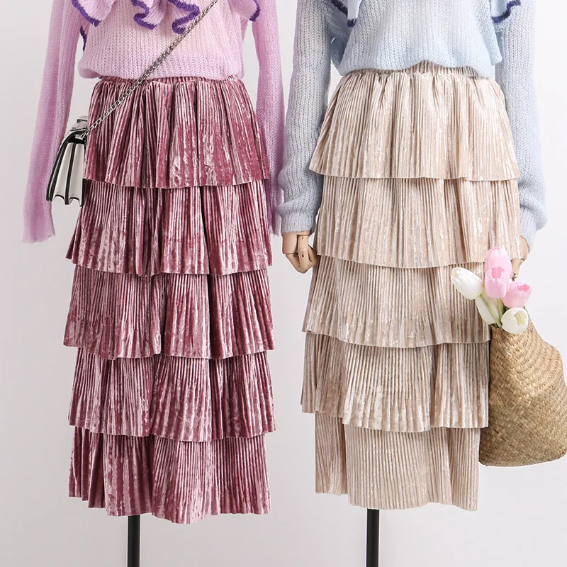 2019 Весна новое поступление шикарная плиссированная юбка с высокой талией Faldas Largas