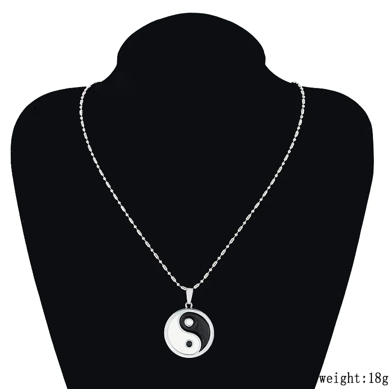 Новое поступление серебристого цвета Длинная Круглая цепочка с подвеской черный