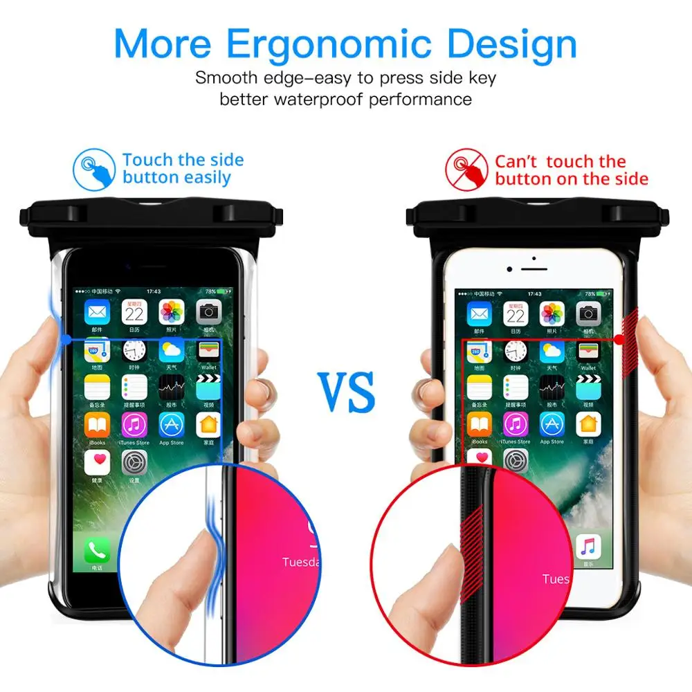 ANMONE Waterproof Smartphone Case Full View Underwater Pouch Transparent Dry Bags Swimming Diving Hiking Water Proof Covers