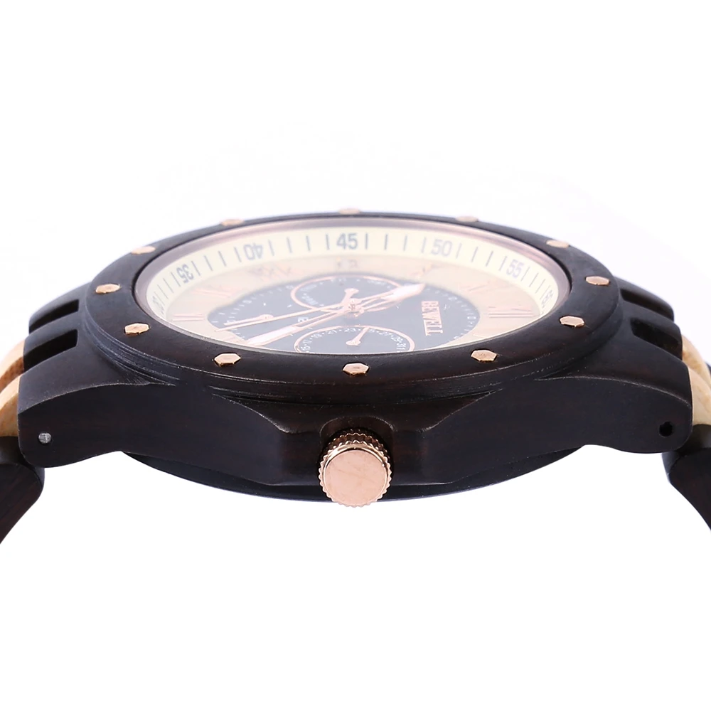 Новый модный деревянный мужской роскошный бренд часов Bewell кварцевые часы