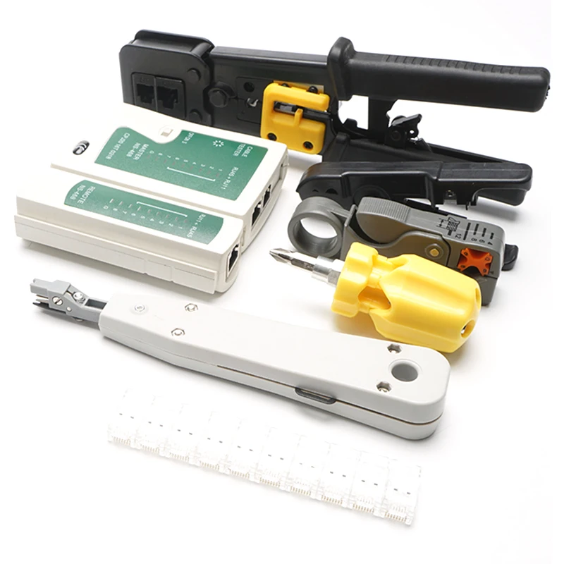 Rj45 Crimping Tool Kit For Cat5/Cat6 Professional Computer Maintenance Lan Cable Tester Network Repair Set | Инструменты