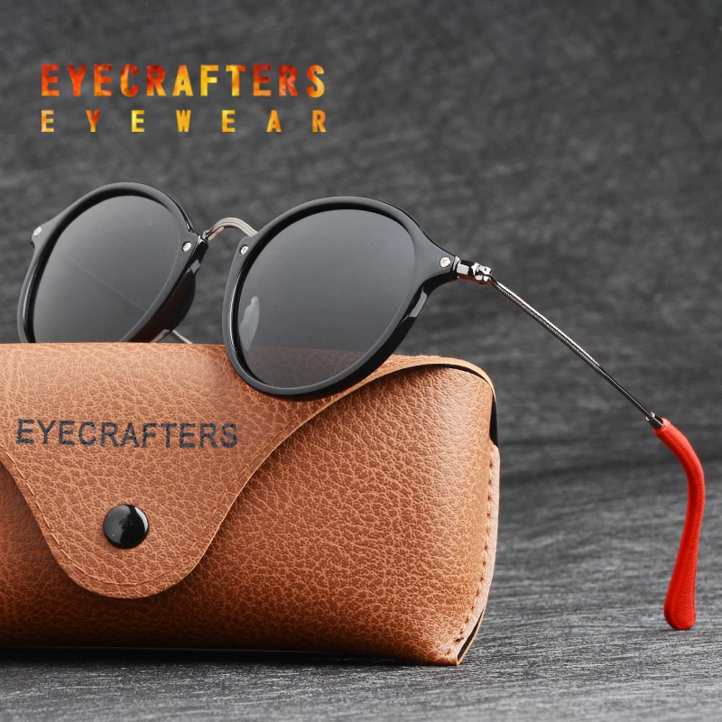Eyecrafter 2447 TR Ретро Винтажные Круглые Солнцезащитные очки с отворотом поляризованные мужские женские круглые солнцезащитные очки Oculos De Sol Gafas UV400