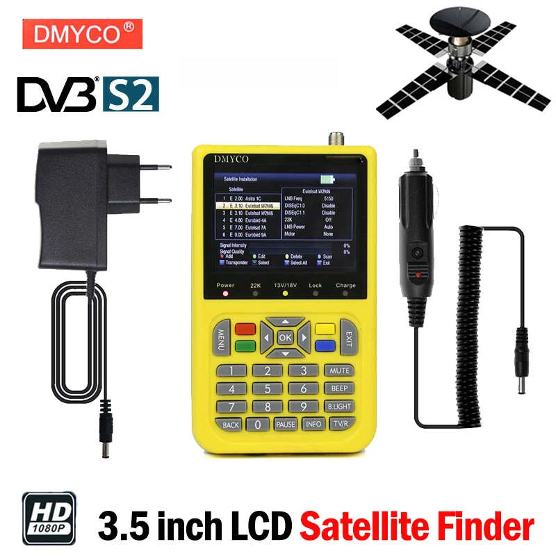 DMYCO HD Finder цифровой ТВ SatFinder DVB S2 FTA спутниковый метр с ЖК экраном дисплей MPEG4 S/S2 Satelite