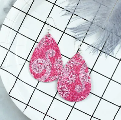 30 пара/лот женские цветочные серьги из искусственной кожи