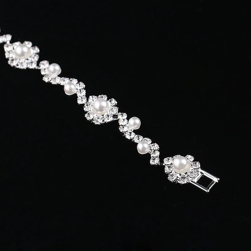 TREAZY 2017 браслет из искусственного жемчуга для женщин серебряный цвет кристалл