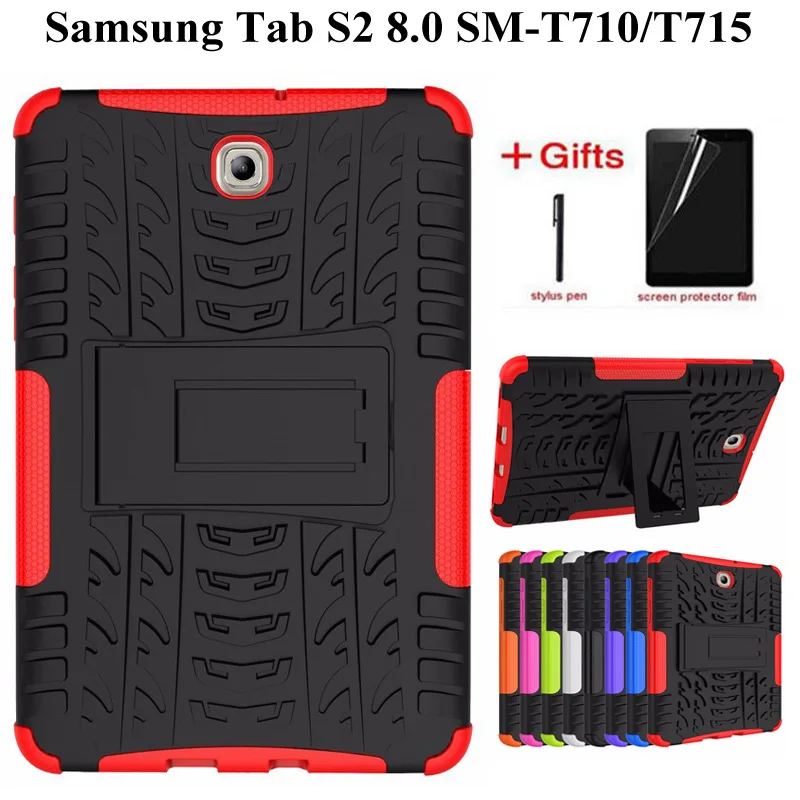 Сверхпрочный бронированный гибридный чехол с подставкой для samsung Galaxy Tab S2, 8,0 дюймов, чехол для Tab S2 8,0, SM-T710, T715, T713, Чехол+ пленка+ ручка