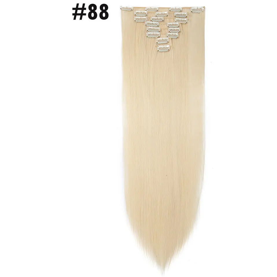 pale blonde SNOILITE 8 шт./компл. 2" заколка для волос 175 г прямые 18 зажимов в накладных укладках синтетические заколки для наращивания волос термостойкие - Цвет: pale blonde