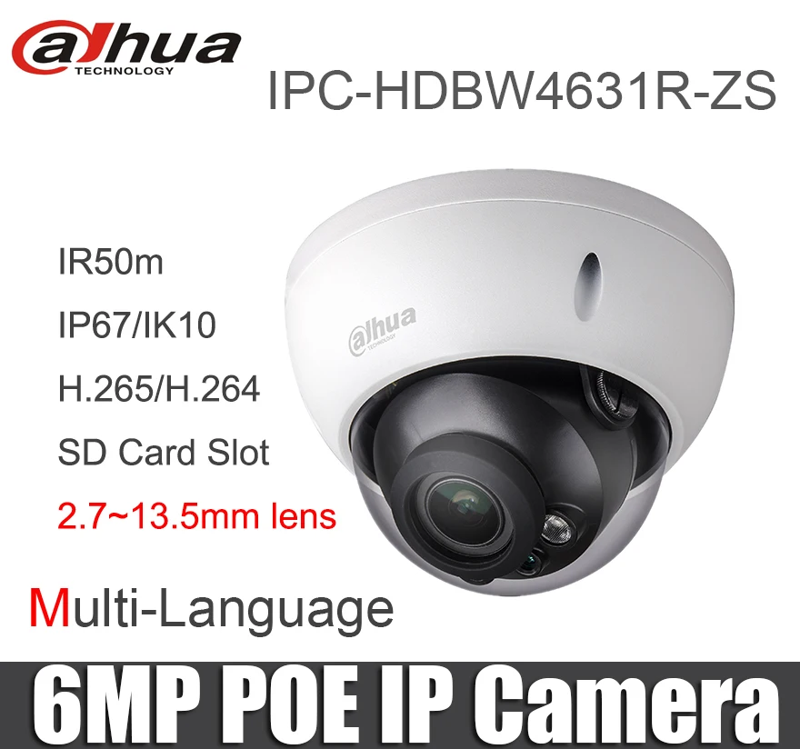 Dahua IPC-HDBW4631R-ZS 6MP ip-камера 2,7 мм~ 13,5 мм объектив H2.65 IR50m слот для sd-карты POE Замена IPC-HDBW4431R-ZS IPC-HDBW4433R-ZS