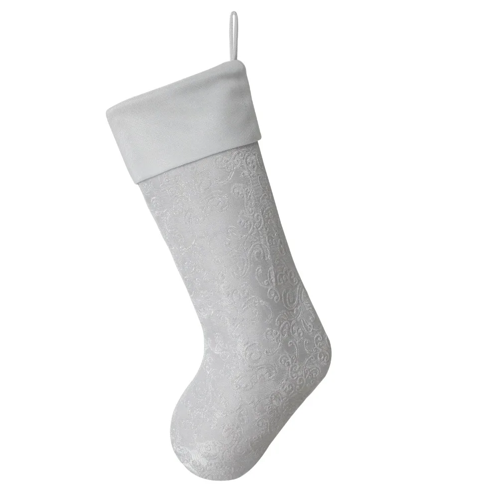 Бесплатная доставка 3D тисненые блестящие сверкающие рождественские чулки