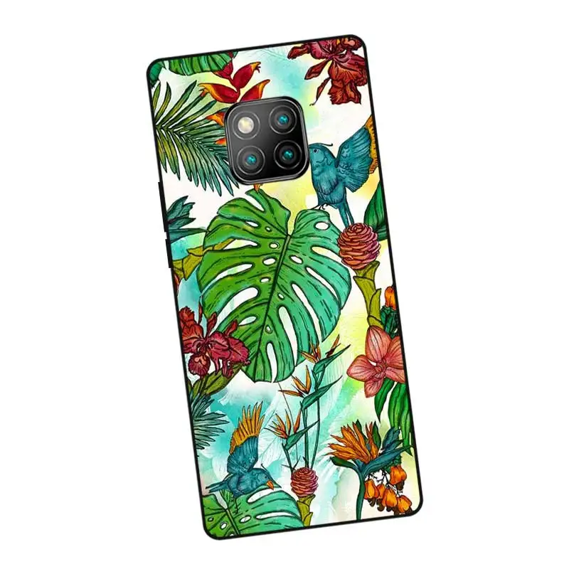 N264 Beautiful Flowers Black Silicone Case Cover For Huawei Mate 8 9 10 20 30 Lite Pro |