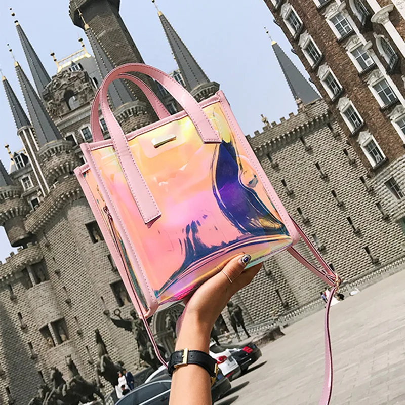 

Женская сумка-мессенджер, новинка 2019, модная летняя женская сумка из ПВХ с лазерным рисунком, прозрачная сумка-мессенджер на плечо, женская ...