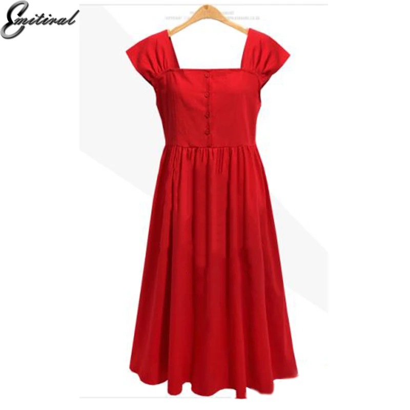 Женское винтажное платье emitial Повседневное с квадратным вырезом без рукавов на