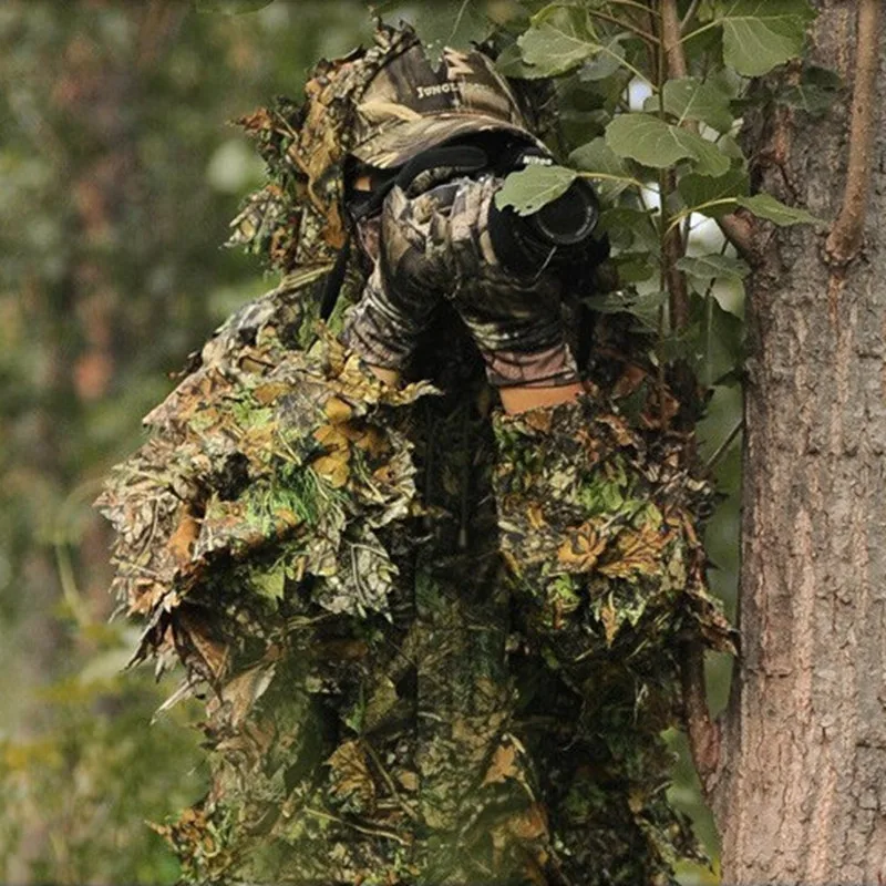 CS 3D лист Yowie Снайпер одежда 4 шт. Ghillie костюм+ джунгли кепки камуфляжные перчатки+ шарф для военной охоты