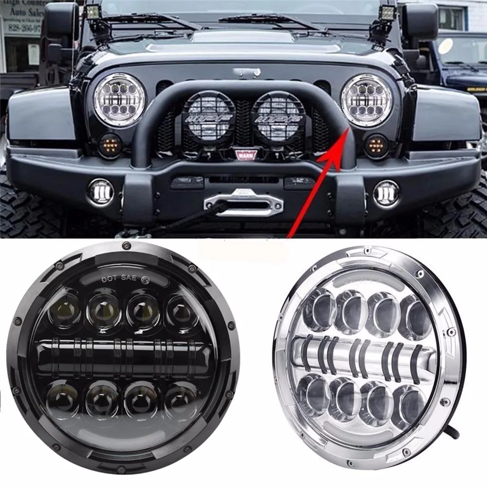 2X7 дюймов круглый светодиодный фары H4 проекционные фары комплект для Jeep JK ваз 2121 Лада Нива 4x4