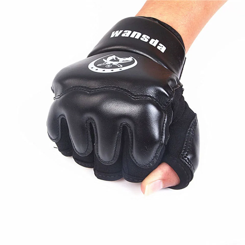 Новые взрослых/Дети Половина Finger бой Боксёрские перчатки рукавицы Sanda Karate