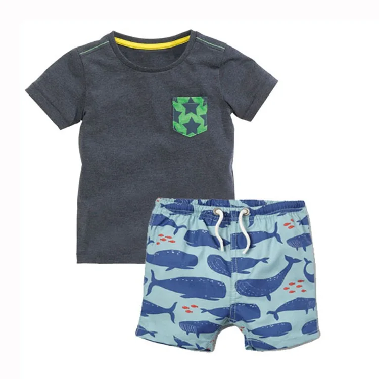 High quality baby kids boys clothes set 100% cotton T shirt+striped shorts 2pcs Kids Children's Clothing for 2-7years a221 |