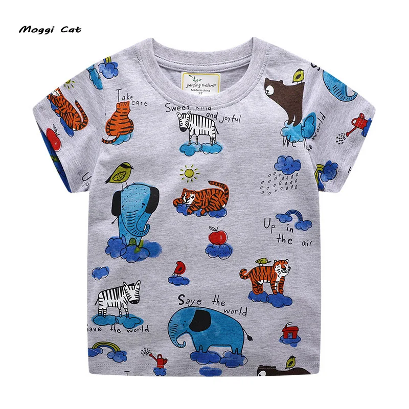 Moggi Cat/Летняя детская футболка для мальчиков детские футболки с короткими