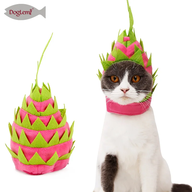 1 шт cat щенок фрукты платье шапка дракон фрукты Форма Pet Головные уборы одежда для вечеринки аксессуары головной убор регулируемый крючок и петля