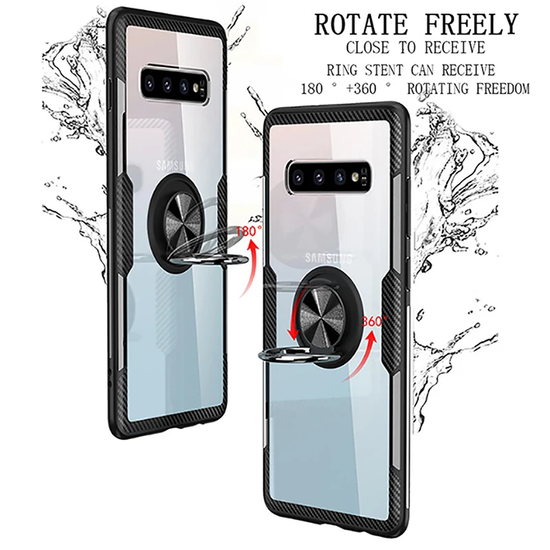 Роскошный противоударный прозрачная Скоба чехол для Samsung Galaxy S9 S10 PLus S10E с