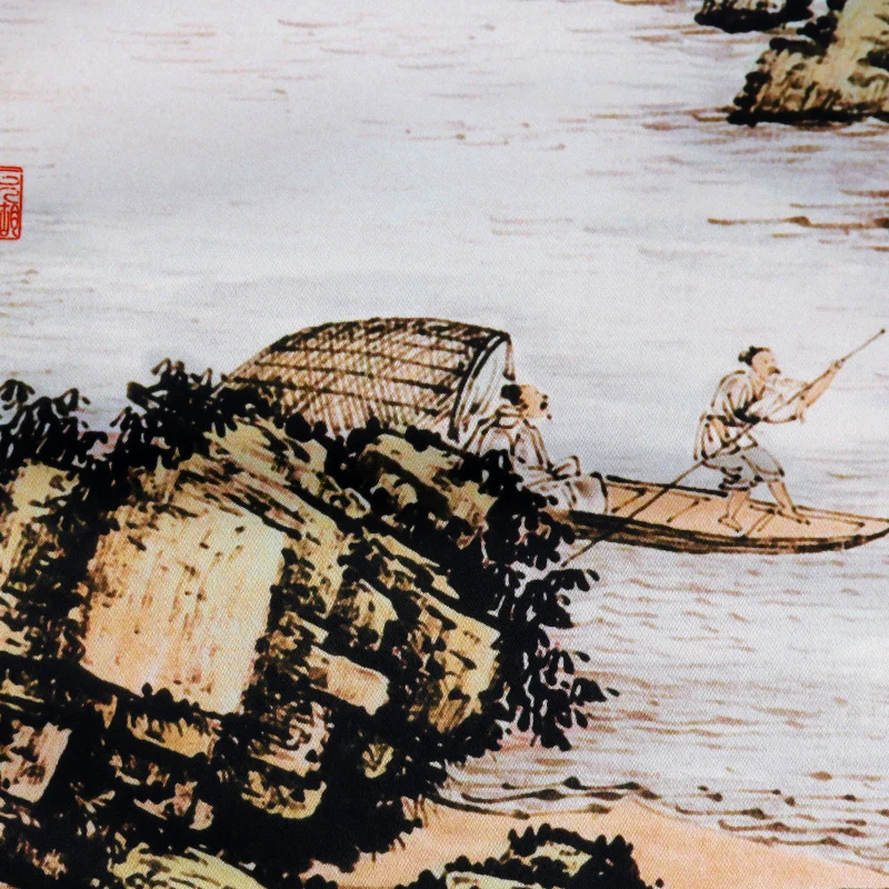 Tangfoo Wall Art Traditional Chinese Famous Painting Mountains Ink Silk Smooth Sailing Calligraphy Home Decoration | Дом и сад