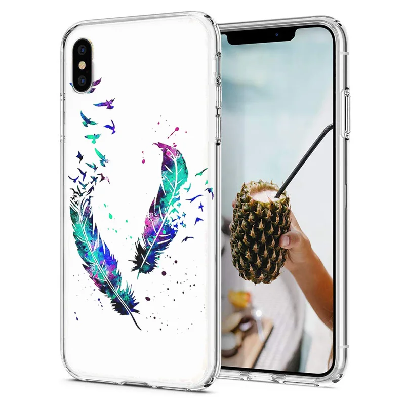 Soft Phone Case For iPhone X XS XR Covers TPU Colorful landscape leaf Drawing Pattern Fundas iPhone6 Max M047 |