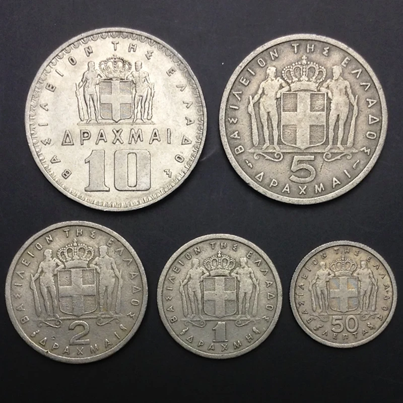 Набор из 5 предметов набор greecoins старое издание европейская монета 100% настоящая и
