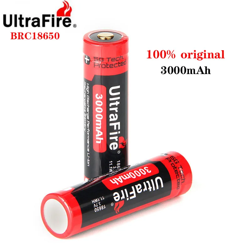 100% Новый оригинальный литиевый перезаряжаемый аккумулятор UltraFire 18650 3 7 в 3000 мАч
