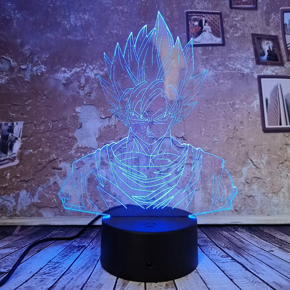 Cool Drgon Ball Son Goku 3D LED ночник 7 Авто Цвет Градиент Иллюзия USB для мальчиков Детский