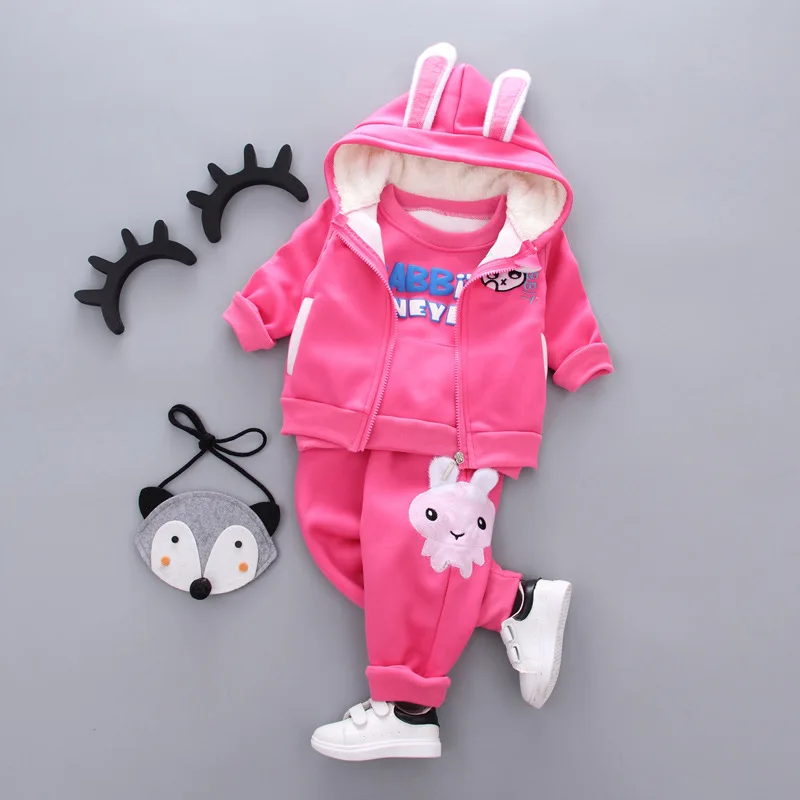 Зимние Бархатные комплекты одежды для маленьких девочек толстый свитер + штаны