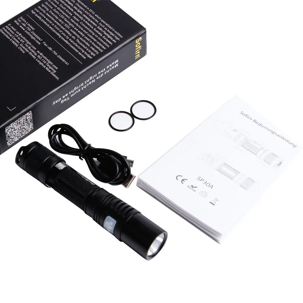 Sofirn SP30A мощный светодиодный фонарик Перезаряжаемый USB 18650 Cree XPL 1000LM фонарь 6
