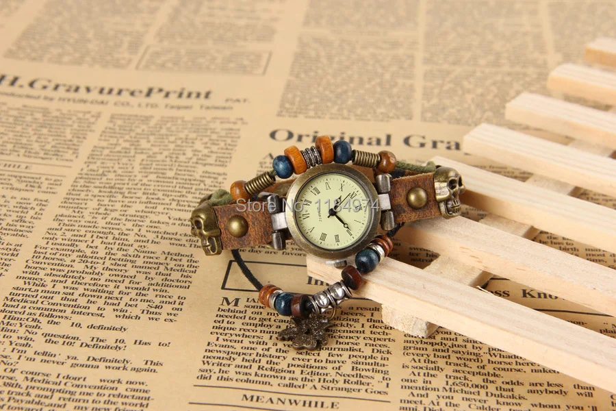 New Fashion Cow Leather watches with wooden bead Retro little Owl dress Analog watch for women c016|watch quality|watch f1watch |