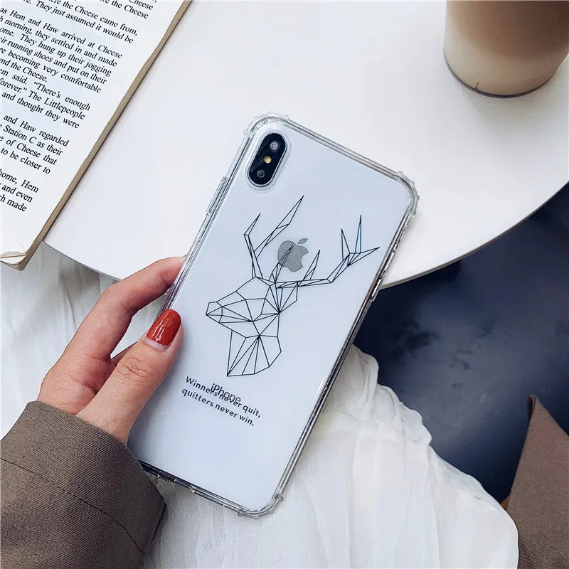 Новый elk phone Чехол для iPhone 6 6s 7 8 Plus X XR XS Max Deer мягкие прозрачные уголки из ТПУ