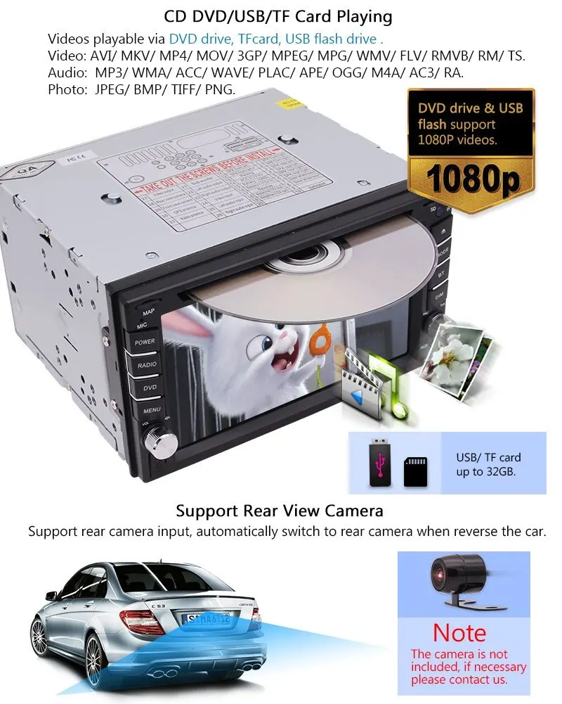 Eincar 6 2 ''автомобильное радио DIN автомобильный DVD плеер авторадио Главный блок