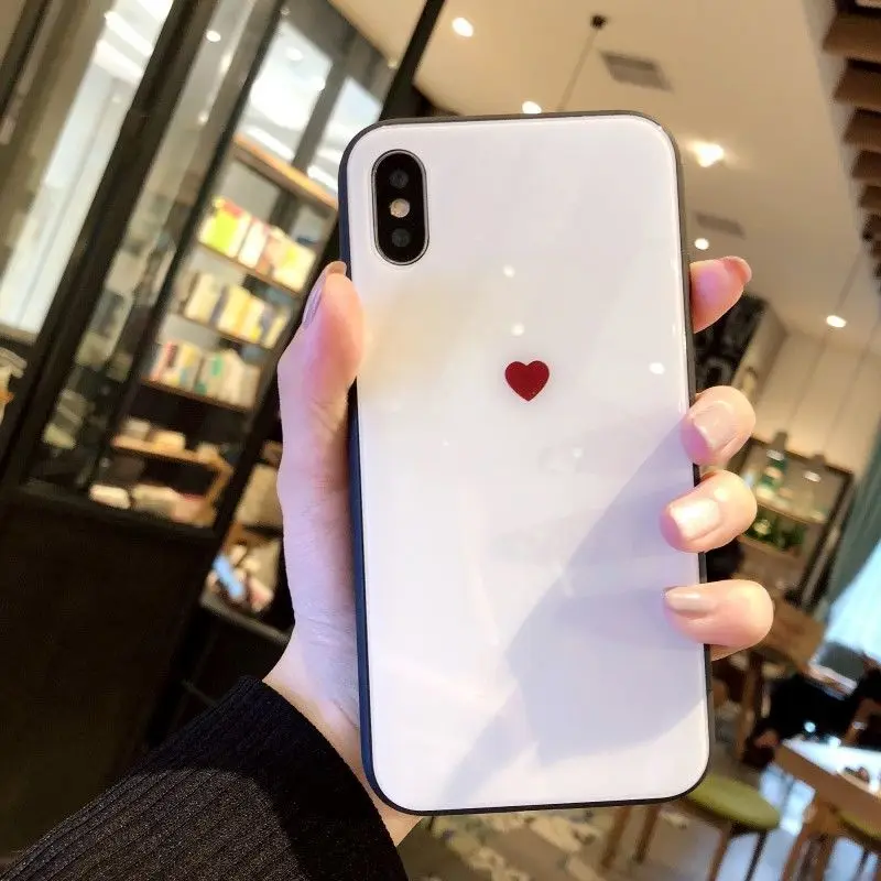 GlamPhoneCase Glass Heart Love Cell Phone Case for iphone 8 plus 7plus 7 Hard Back X 6 6S 6plus 6S+ Fashion |