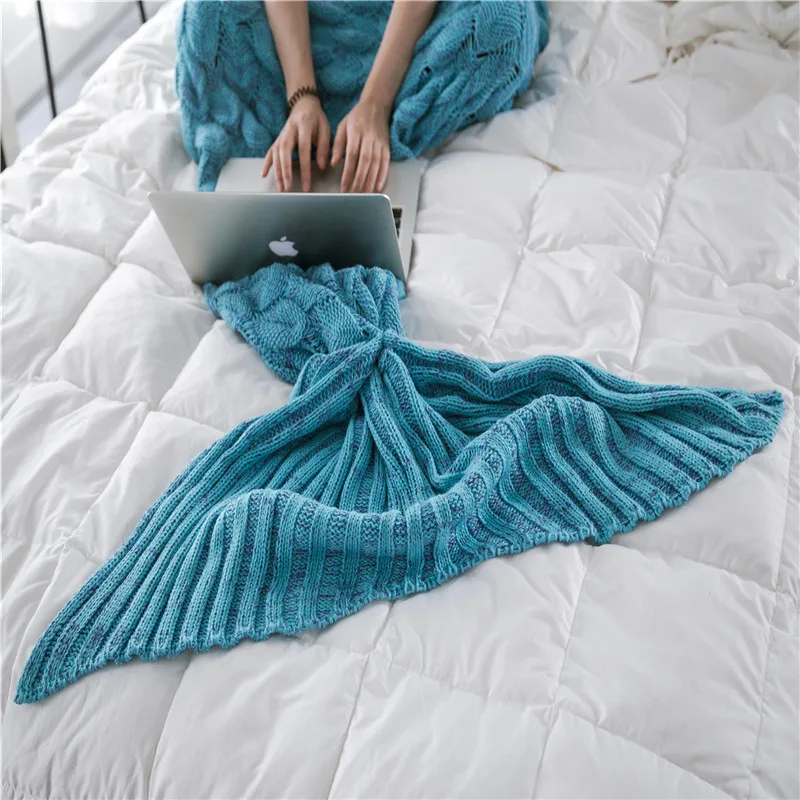 COMFEEL Mermaid Tail Weighted Blanket Hand-knitted Fish Scales Crochet Soft Throws Blankets Sofa Kids Multi-color Sleeping Bag | Дом и сад