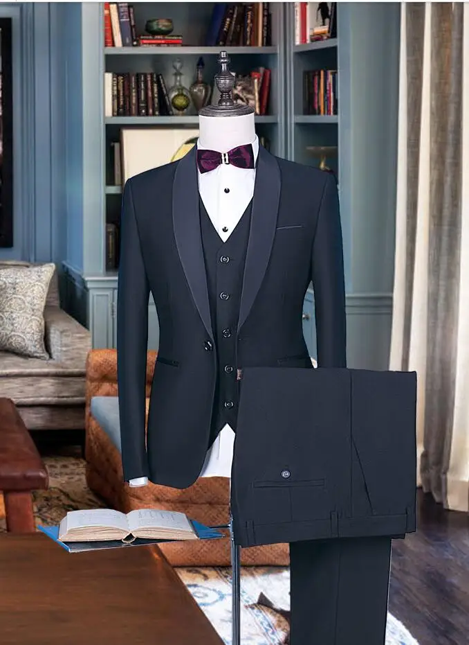 2018 новый черный пиджак жениха костюмы Slim Fit мужские свадебное платье для