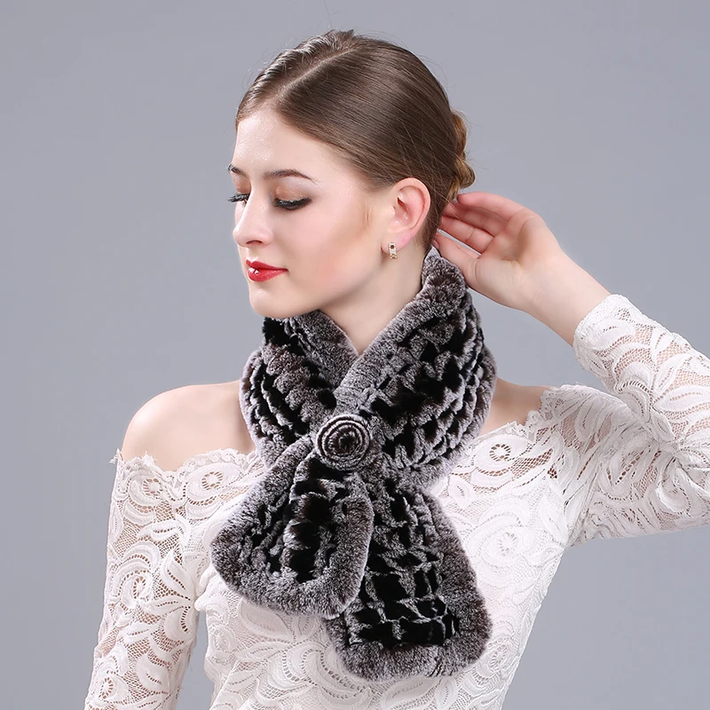 

MIARA.L new otter rabbit whole skin knitted scarf Korean style women warm joker winter thickened scarf manufacturers wholesale