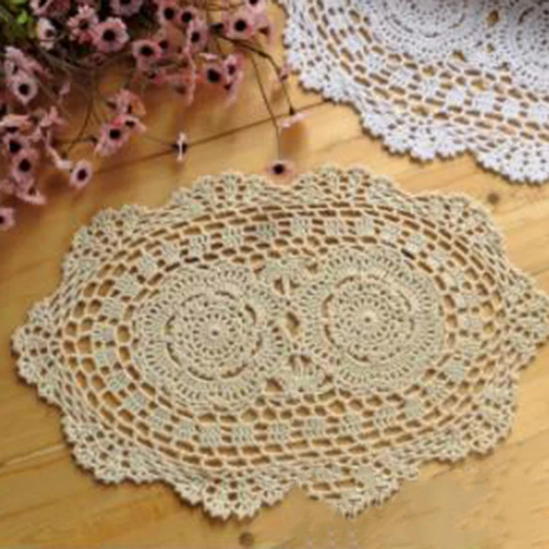 Овальная винтажная ручная кроше кружева Doilies Flroal узор украшение семейного дома