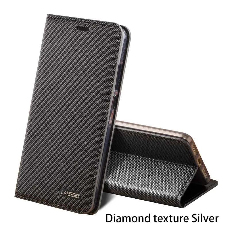 DiamondTextureSilver Чехол-книжка из натуральной кожи в деловом стиле с тремя слотами для карт для Xiaomi Redmi Pro с алмазным узором, силиконовый внутренний кожаный чехол - Цвет: DiamondTextureSilver