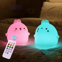 silicone bunny night light usb rechargeable cartoon pets toys lamps kids baby children bedside sleep table lights decor lighting
