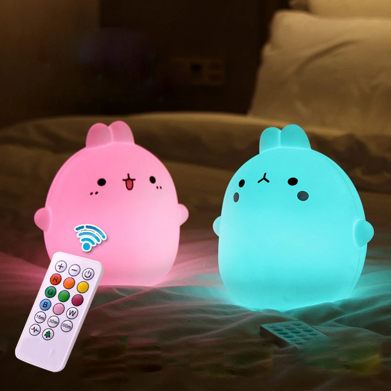 Силиконовый ночник в виде кролика с USB-зарядкой Мультяшные Домашние животные