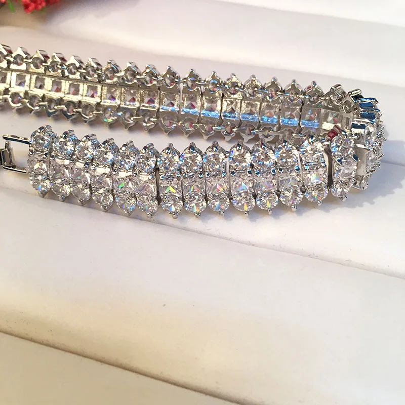 Роскошный циркониевый браслет Модный стильный с 3 линиями прозрачного кристалла