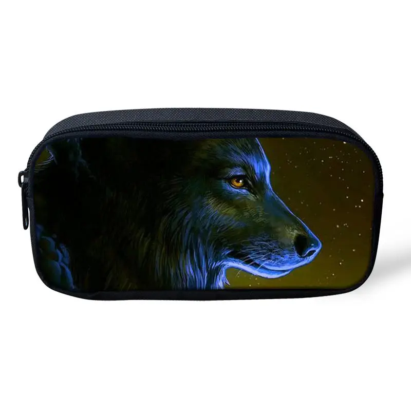 as picture THIKIN 3d животных школьные принадлежности для детей Детский карандаш коробка Луна волк печать Студенческая школьная сумка-карандаш Женская сумка-косметичка - Цвет: as picture