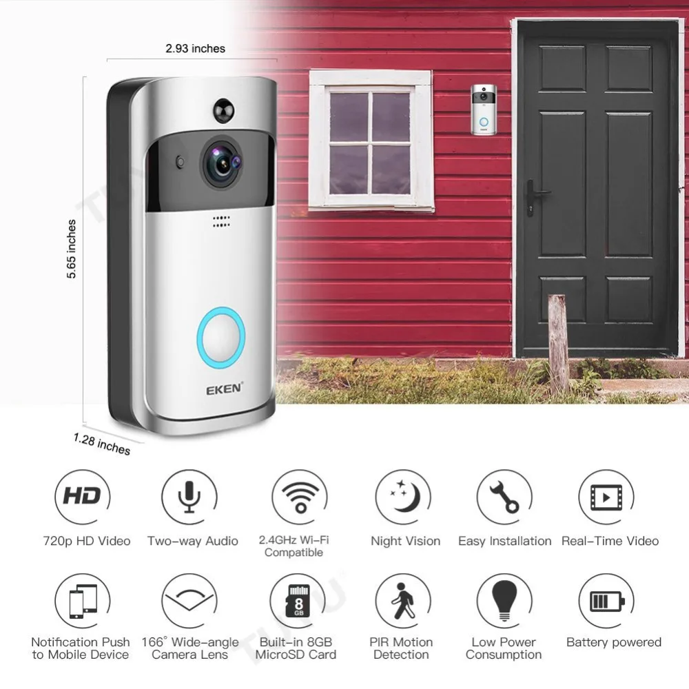 Eken Smart Video дверной звонок 3 в режиме реального времени видео 720P HD Wifi камера