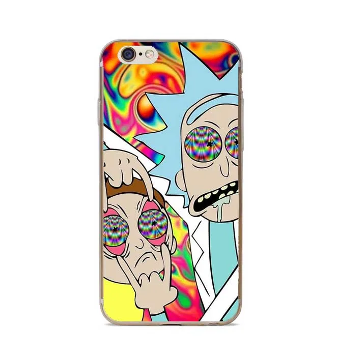 Прозрачный жесткий чехол Rick and Morty для Apple iPhone 5 5S 6 6S Plus SE 7 7Plus X XR XS MAX 8 черный
