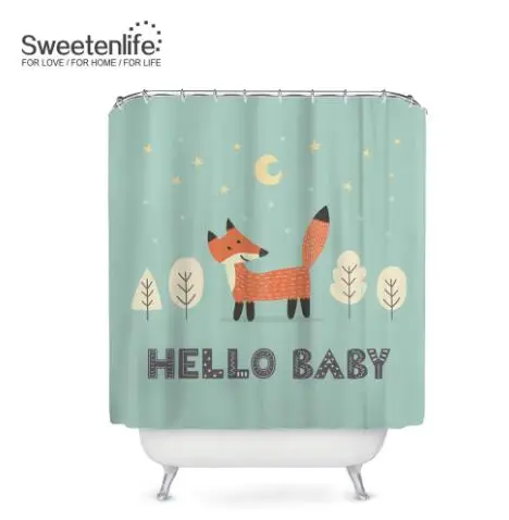 Sweetenlife мультяшная Лисичка занавеска для ванной из полиэстера водостойкая занавеска крючки 180 см* 180 см занавеска s для ванной на заказ - Цвет: SL0376
