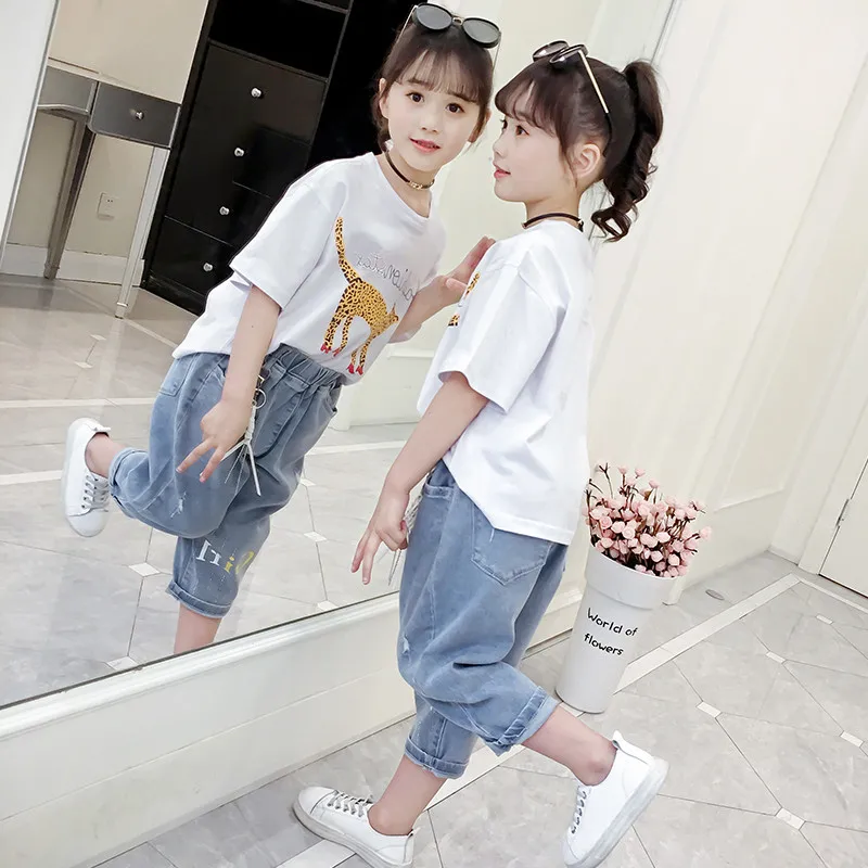 

JMFFY Kid Toddler Child Pants Denim 2019 Baby Girl Trousers Kid Girl Trousers Baby Children Summer Trousers 4-15T Cowboy Jeans