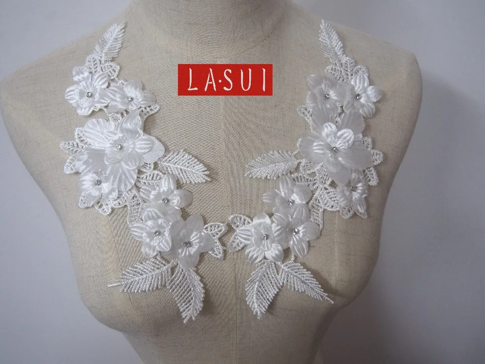 LASUI 5pairs=10 pieces glisten 3D flowers Of white Water soluble lace applique slim and graceful adornment 0011 | Дом и сад