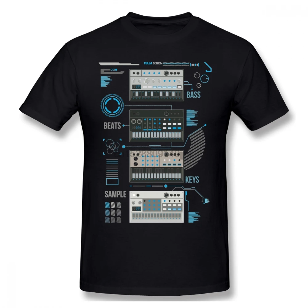Для мужчин Korg Volca Keys серии Базовая синяя музыкальная футболка качественный принт